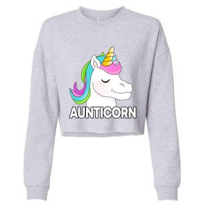 Aunticorn Funny Unicorn Aunty Family Cute Gift Cropped Pullover Crew