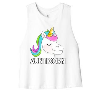 Aunticorn Funny Unicorn Aunty Family Cute Gift Women's Racerback Cropped Tank