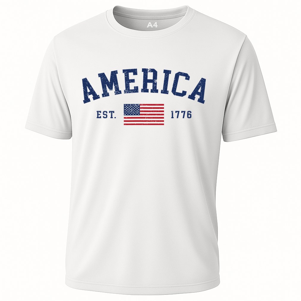 American Flag Usa United States Of America Us 4th Of July Cooling Performance Crew T-Shirt