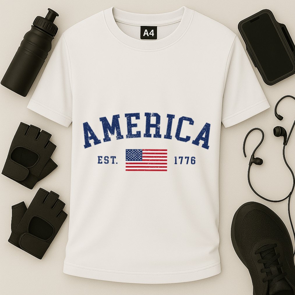American Flag Usa United States Of America Us 4th Of July Cooling Performance Crew T-Shirt