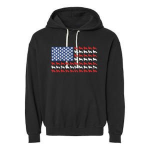 American flag usa Rough Collie 4th of July with dog paw Garment-Dyed Fleece Hoodie