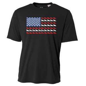 American flag usa Rough Collie 4th of July with dog paw Cooling Performance Crew T-Shirt