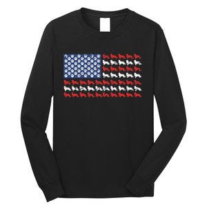 American flag usa Rough Collie 4th of July with dog paw Long Sleeve Shirt