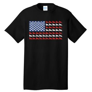 American flag usa Rough Collie 4th of July with dog paw Tall T-Shirt