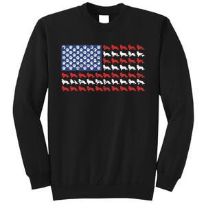 American flag usa Rough Collie 4th of July with dog paw Tall Sweatshirt