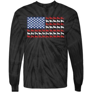 American flag usa Rough Collie 4th of July with dog paw Tie-Dye Long Sleeve Shirt