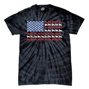 American flag usa Rough Collie 4th of July with dog paw Tie-Dye T-Shirt