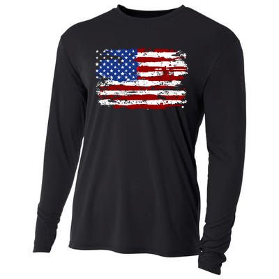 American Flag Usa United States Of America Us 4th Of July Cooling Performance Long Sleeve Crew