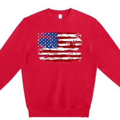 American Flag Usa United States Of America Us 4th Of July Premium Crewneck Sweatshirt