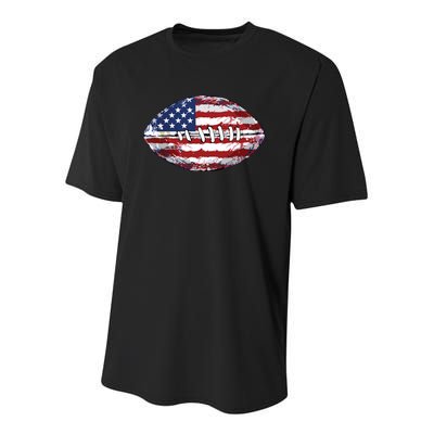 American Football Usa Flag Youth Performance Sprint T-Shirt