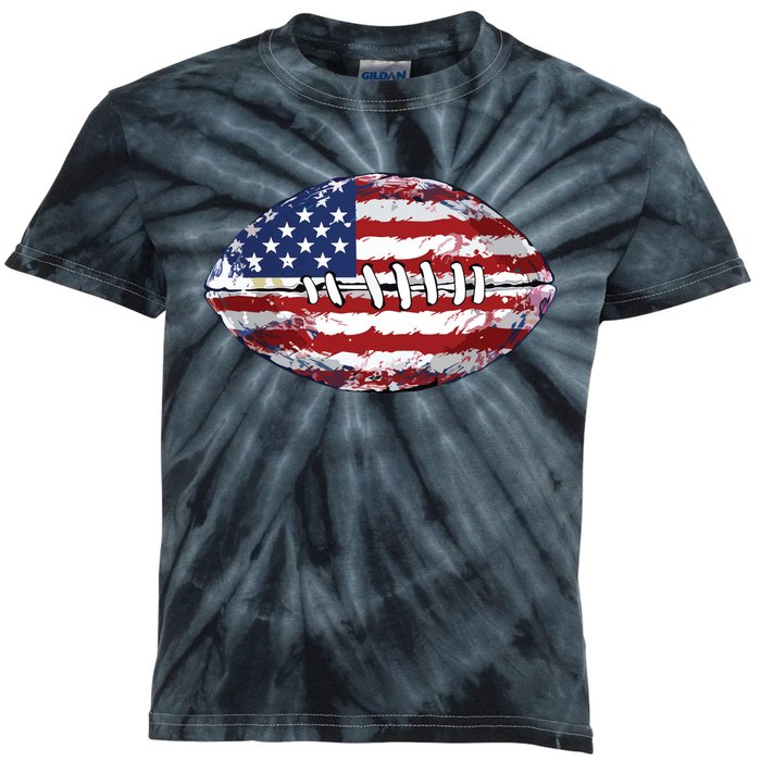 American Football Usa Flag Kids Tie-Dye T-Shirt