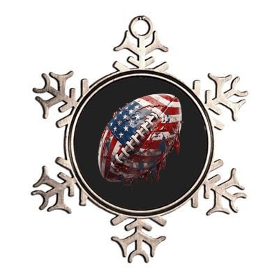 American Football Us Flag Metallic Star Ornament