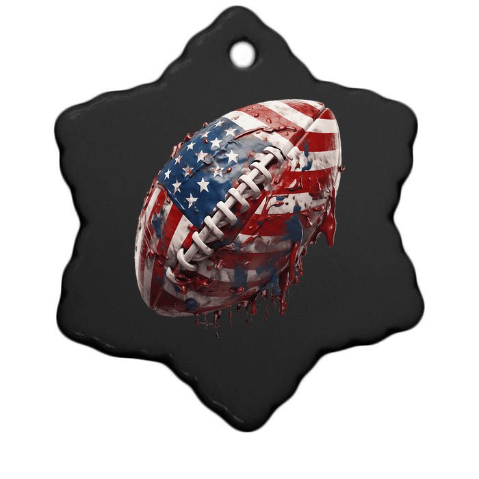 American Football Us Flag Ceramic Star Ornament