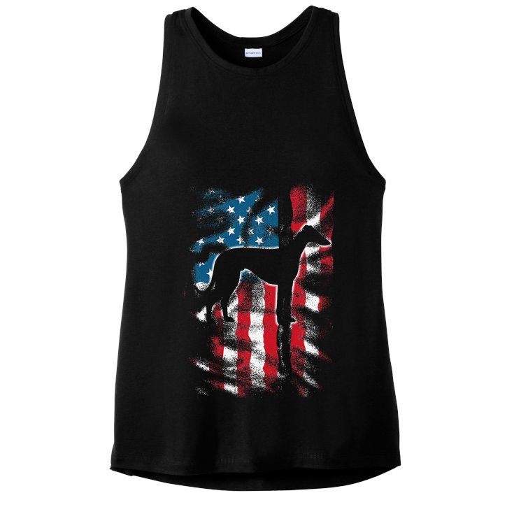 American Flag Usa Patriot Italian Greyhound Dad Mom Dog Ladies PosiCharge Tri-Blend Wicking Tank