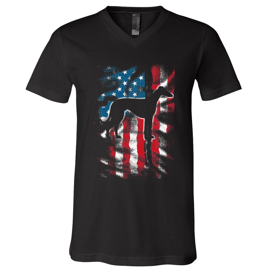 American Flag Usa Patriot Italian Greyhound Dad Mom Dog V-Neck T-Shirt