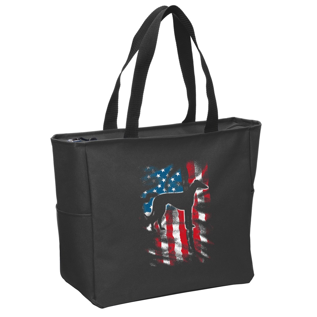 American Flag Usa Patriot Italian Greyhound Dad Mom Dog Zip Tote Bag