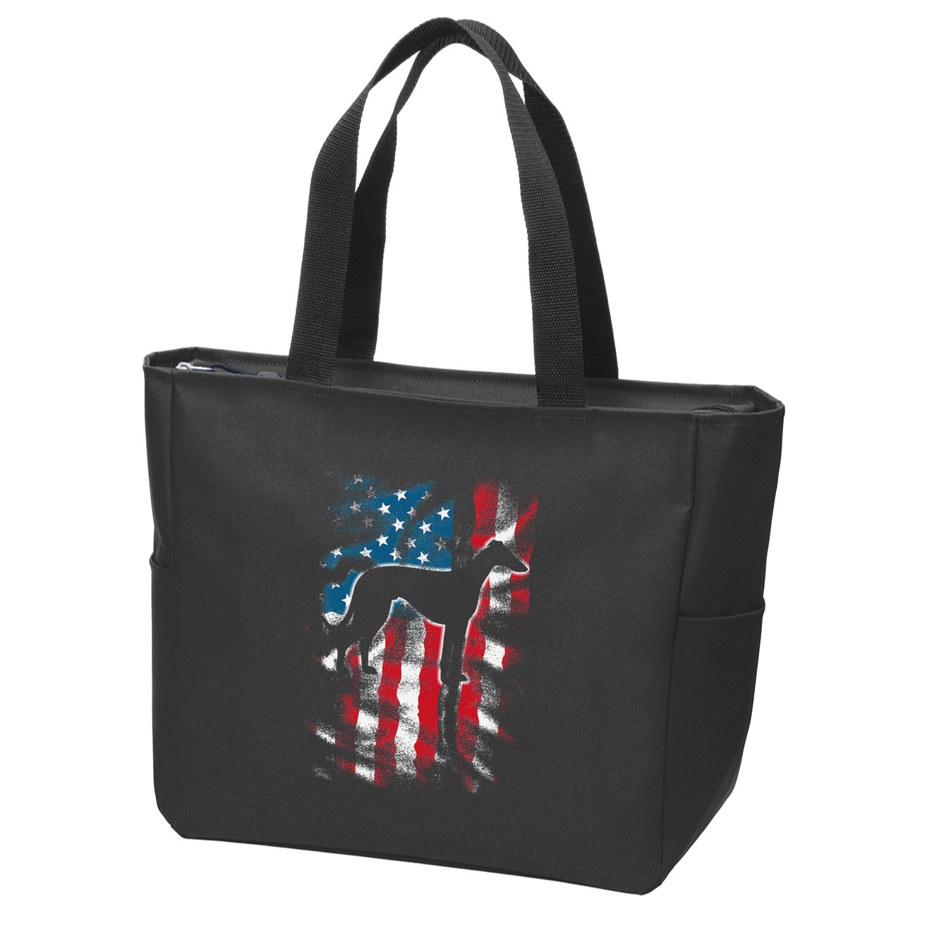 American Flag Usa Patriot Italian Greyhound Dad Mom Dog Zip Tote Bag