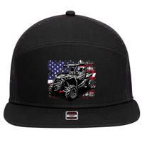 American Flag Utv Side By Side  7 Panel Mesh Trucker Snapback Hat