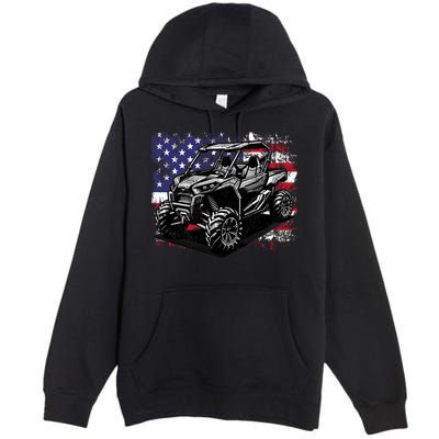 American Flag Utv Side By Side  Premium Pullover Hoodie