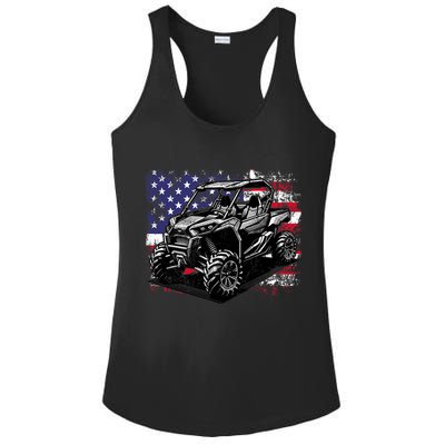American Flag Utv Side By Side  Ladies PosiCharge Competitor Racerback Tank