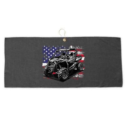 American Flag Utv Side By Side  Large Microfiber Waffle Golf Towel