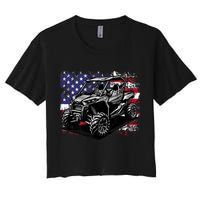 American Flag Utv Side By Side  Women's Crop Top Tee