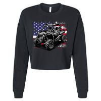 American Flag Utv Side By Side  Cropped Pullover Crew