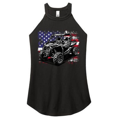 American Flag Utv Side By Side  Women's Perfect Tri Rocker Tank