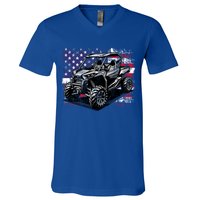 American Flag Utv Side By Side  V-Neck T-Shirt