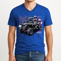 American Flag Utv Side By Side  V-Neck T-Shirt
