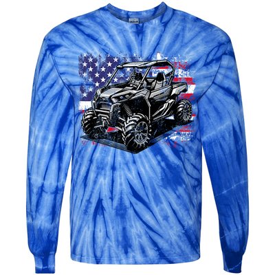 American Flag Utv Side By Side  Tie-Dye Long Sleeve Shirt