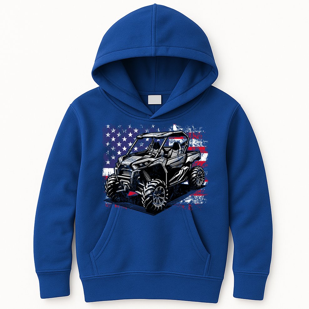 American Flag Utv Side By Side  Kids Hoodie