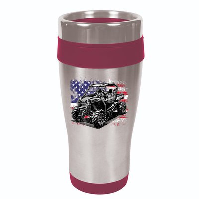 American Flag Utv Side By Side  16oz Travel Tumbler