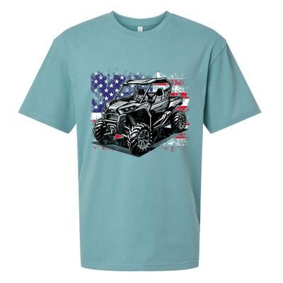 American Flag Utv Side By Side  Sueded Cloud Jersey T-Shirt