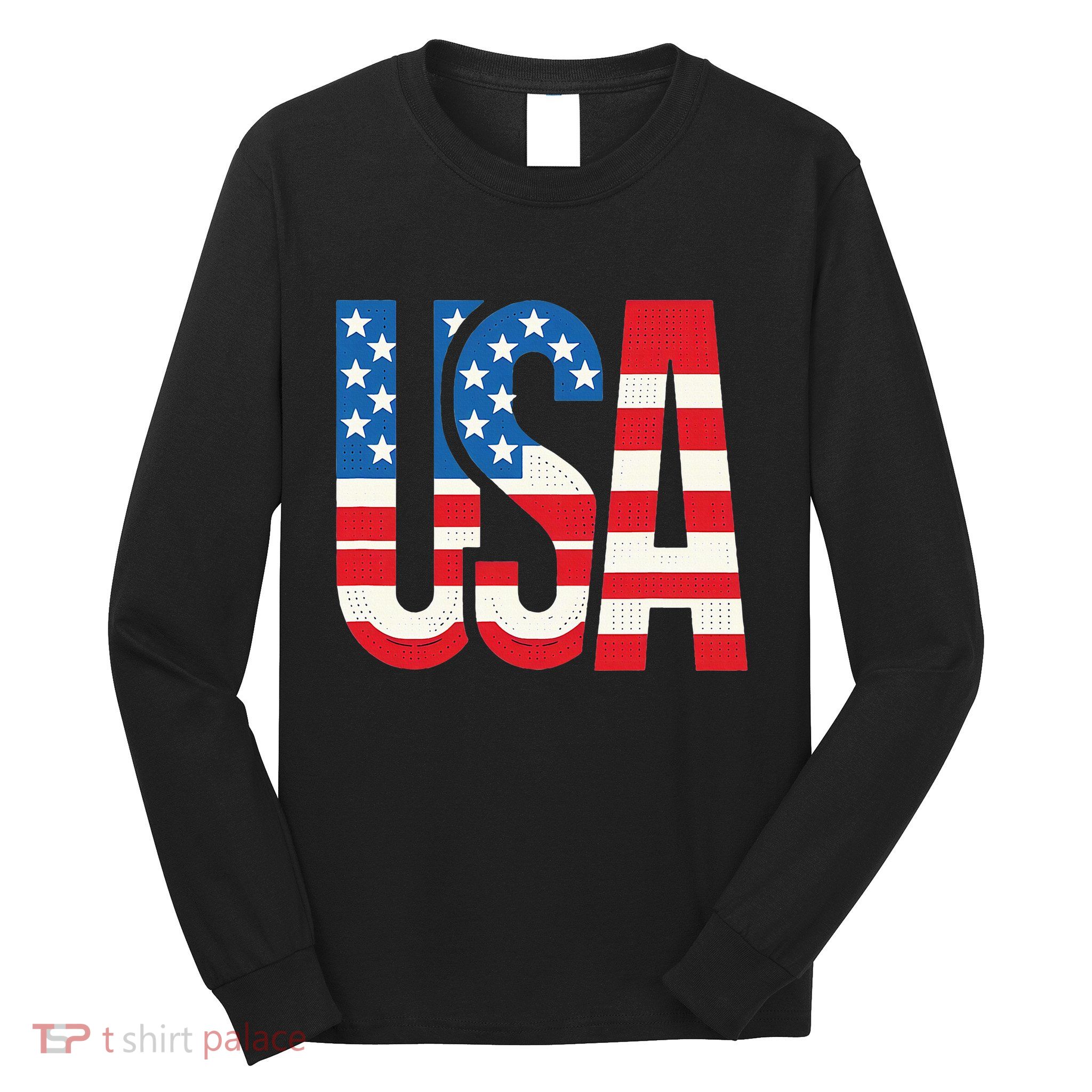 American Flag Usa Patriotic Us 4th Of July Long Sleeve Shirt
