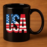 American Flag Usa Patriotic Us 4th Of July 11oz C Handle Ceramic Mug