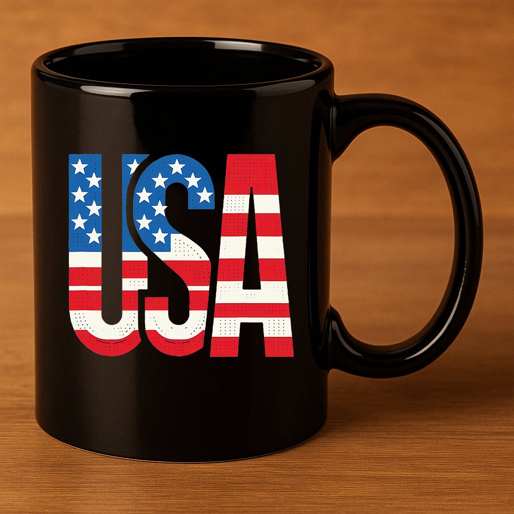 American Flag Usa Patriotic Us 4th Of July 11oz C Handle Ceramic Mug