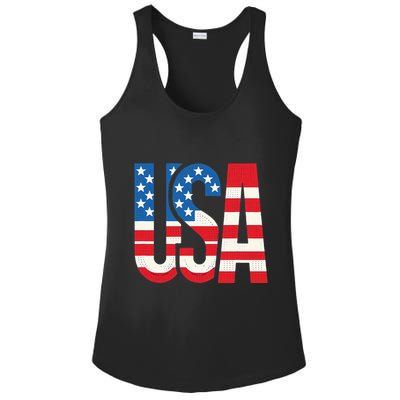 American Flag Usa Patriotic Us 4th Of July Ladies PosiCharge Competitor Racerback Tank