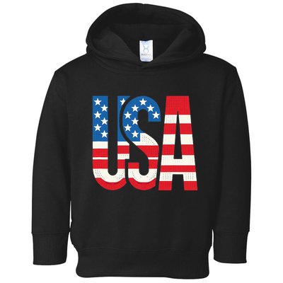 American Flag Usa Patriotic Us 4th Of July Toddler Hoodie