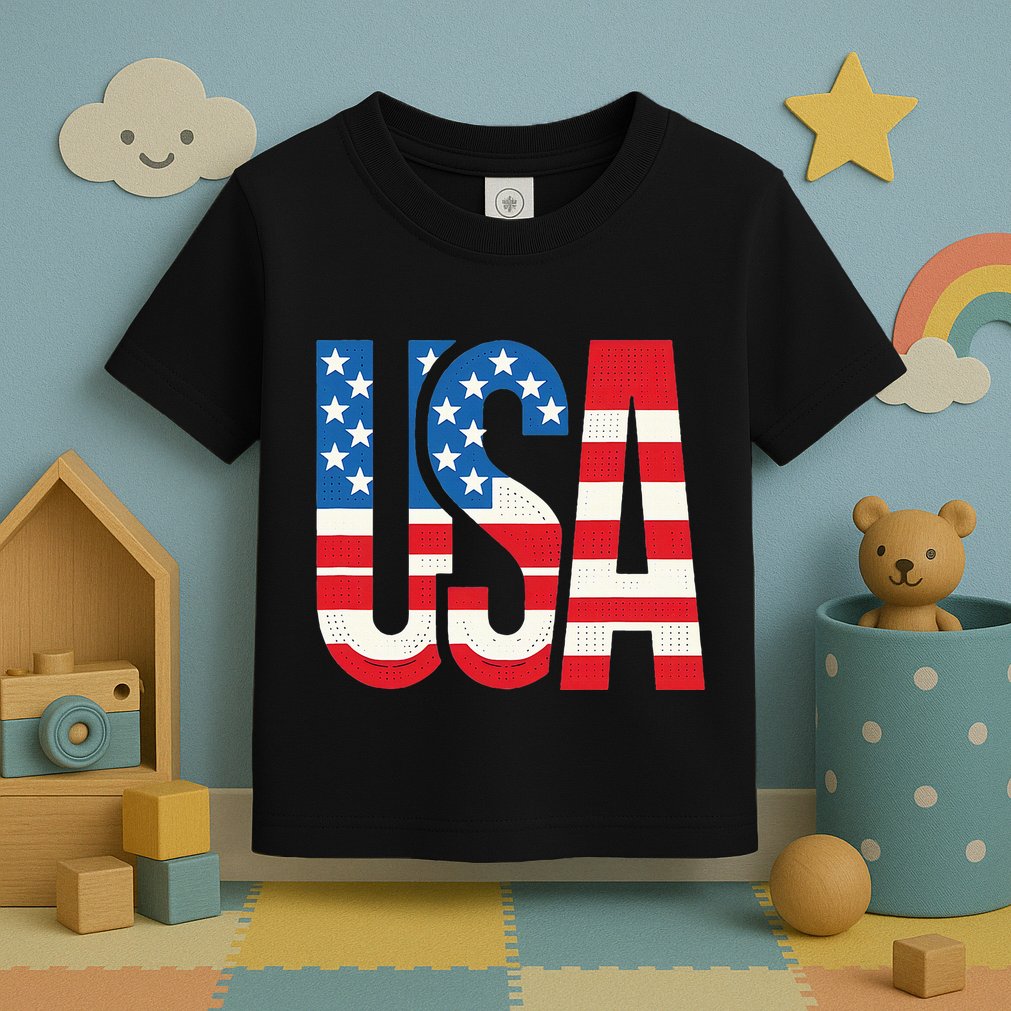 American Flag Usa Patriotic Us 4th Of July Toddler T-Shirt