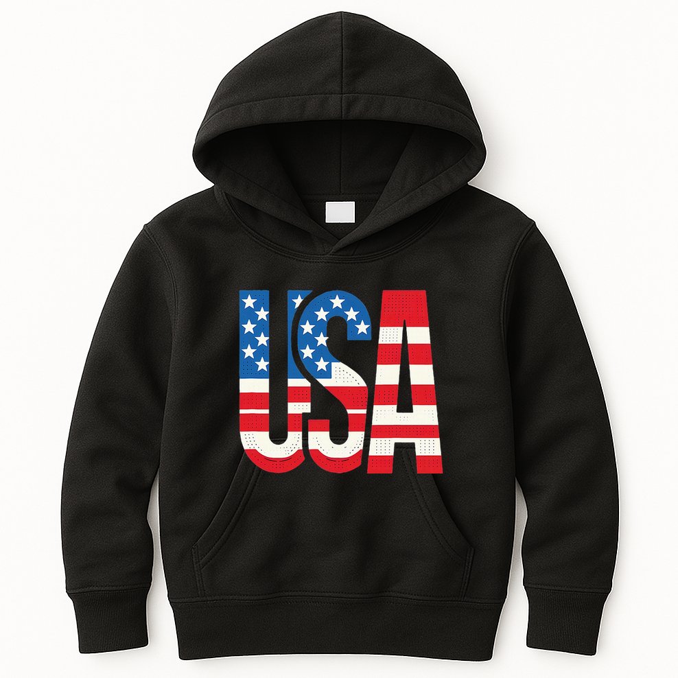 American Flag Usa Patriotic Us 4th Of July Kids Hoodie