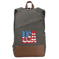 American Flag Usa Patriotic Us 4th Of July Cotton Canvas Backpack