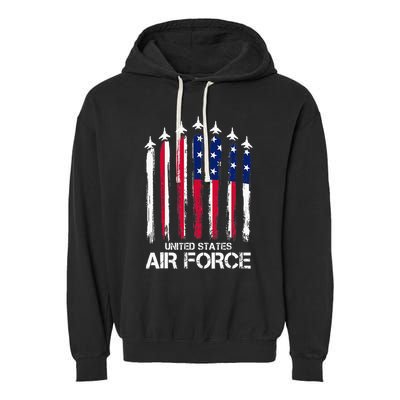 Air Force US Veterans American Flag 4th Of July Patriotic Garment-Dyed Fleece Hoodie