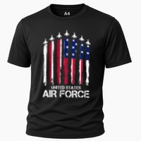 Air Force US Veterans American Flag 4th Of July Patriotic Cooling Performance Crew T-Shirt