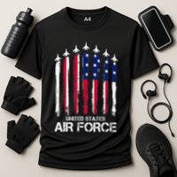 Air Force US Veterans American Flag 4th Of July Patriotic Cooling Performance Crew T-Shirt