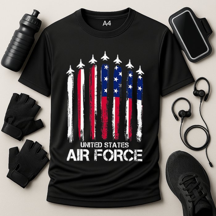 Air Force US Veterans American Flag 4th Of July Patriotic Cooling Performance Crew T-Shirt