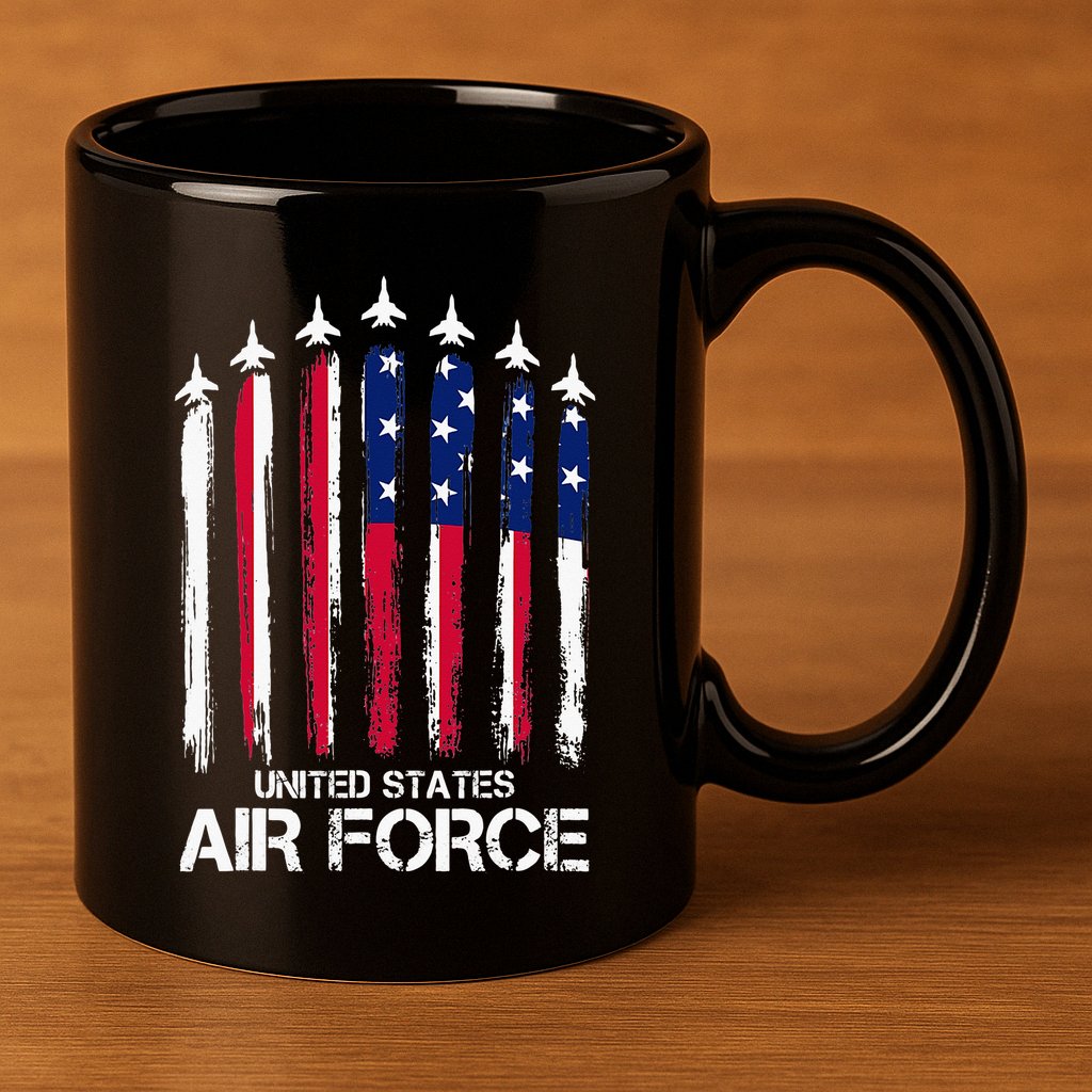 Air Force US Veterans American Flag 4th Of July Patriotic 11oz C Handle Ceramic Mug
