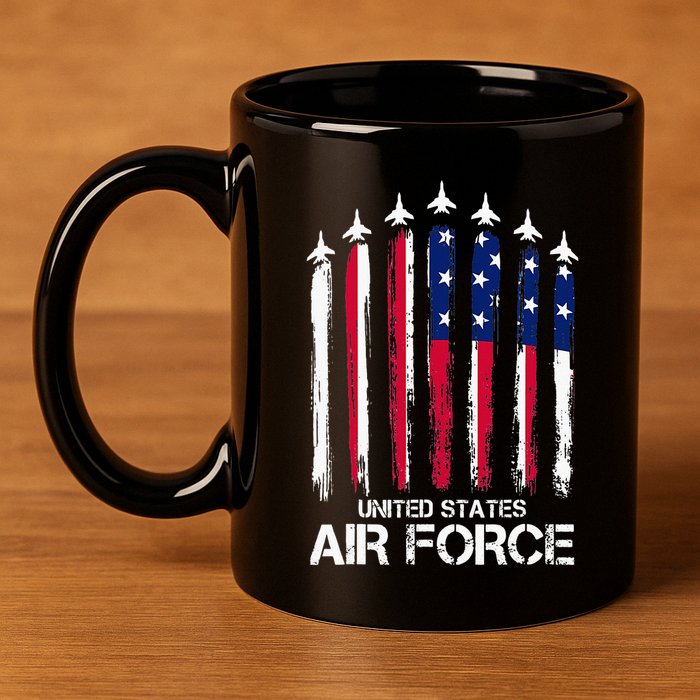 Air Force US Veterans American Flag 4th Of July Patriotic 11oz C Handle Ceramic Mug