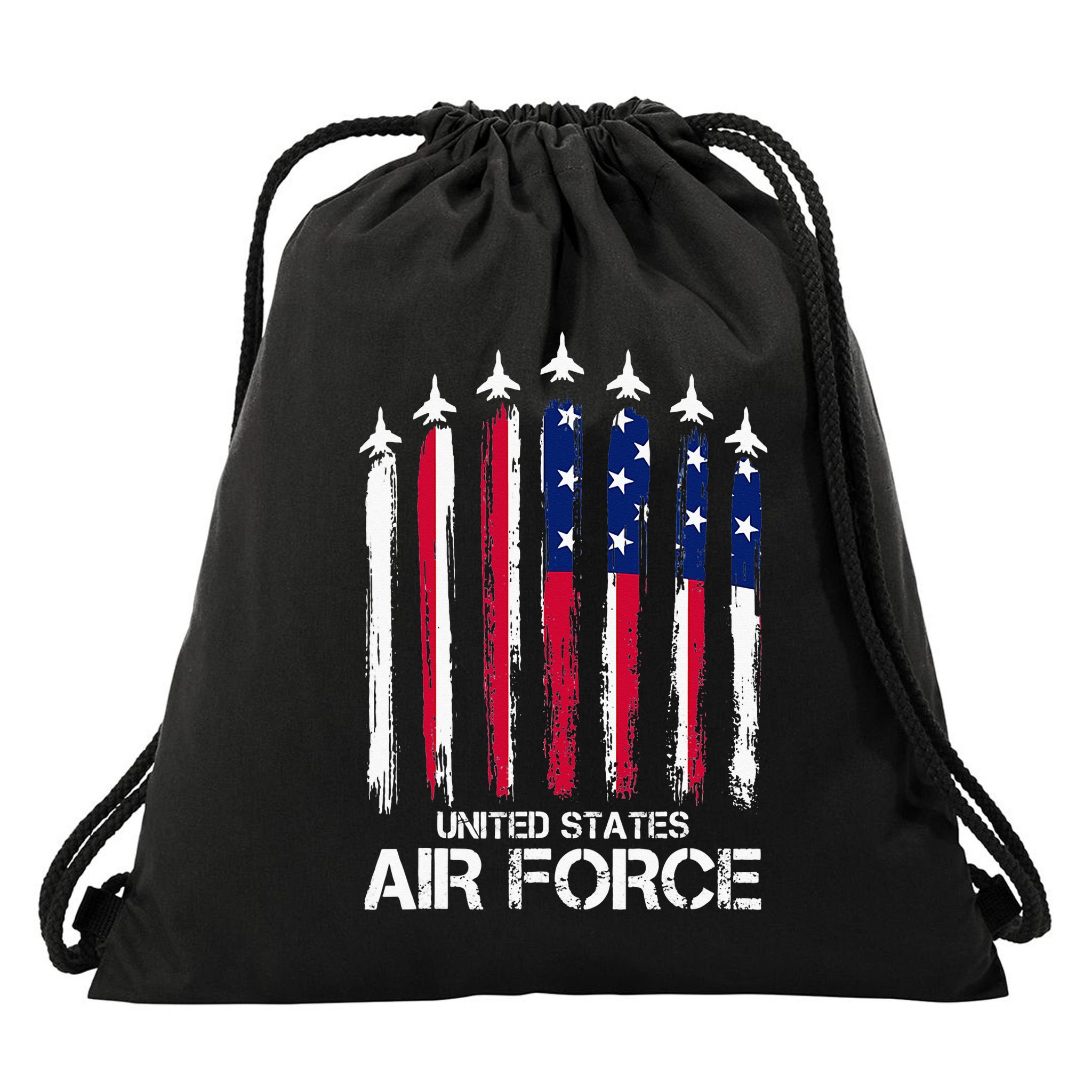Air Force US Veterans American Flag 4th Of July Patriotic Drawstring Bag