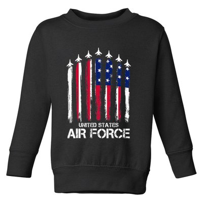 Air Force US Veterans American Flag 4th Of July Patriotic Toddler Sweatshirt